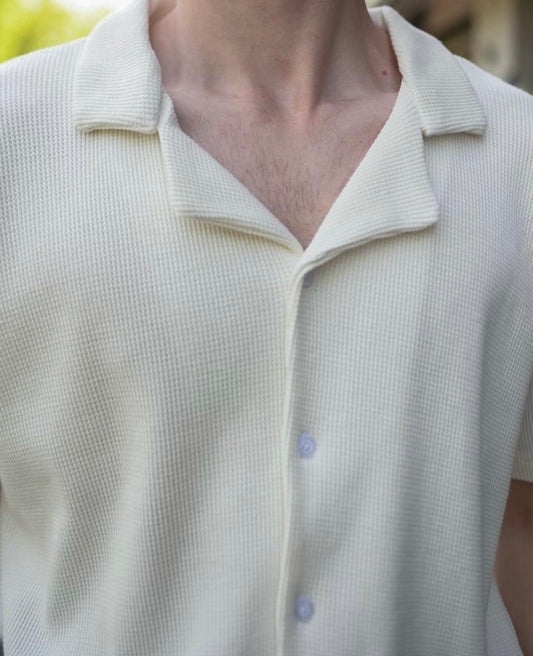 The Ivory Waffle-Knit Resort Shirt