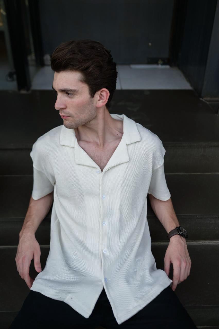 The Ivory Waffle-Knit Resort Shirt