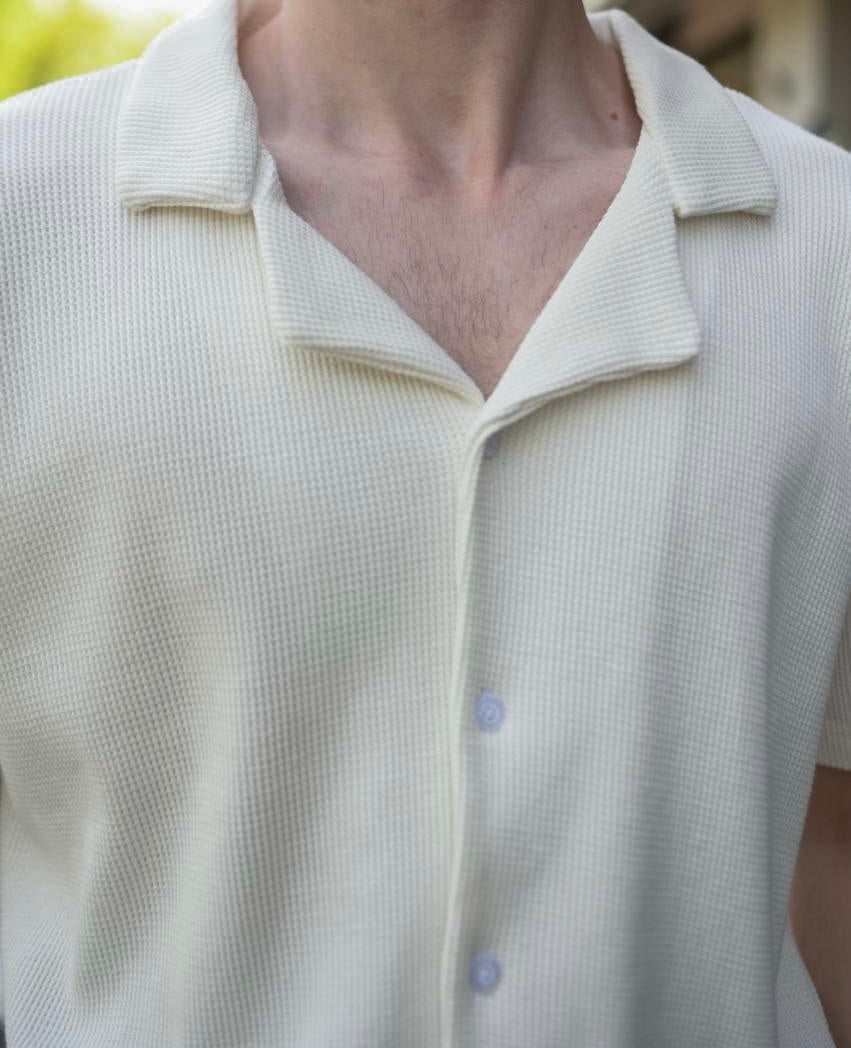 The Ivory Waffle-Knit Resort Shirt